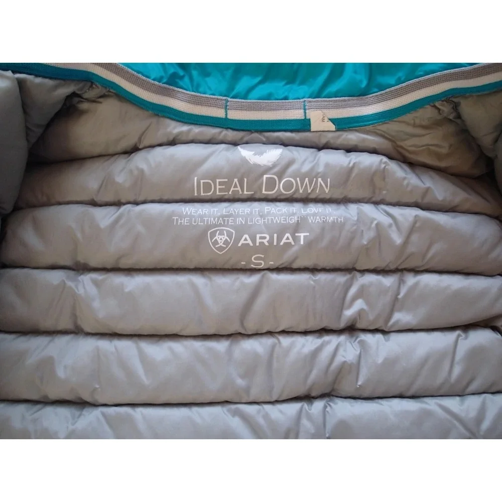 Ariat‎ Ideal Down Vest Girls Small Teal Blue Excellent Lightweight Puffer